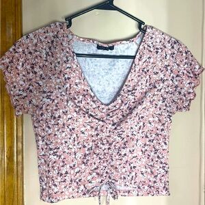 Pink Floral Crop Top
